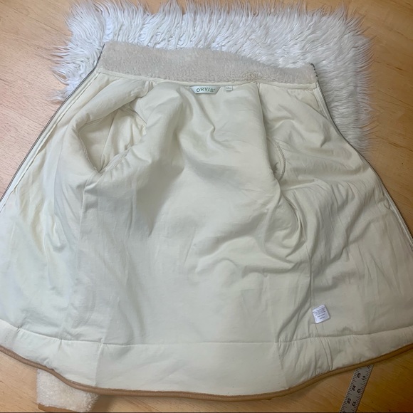 ORVIS Cozy Teddy Bear Sherpa Jacket Leather Patch - Picture 8 of 12